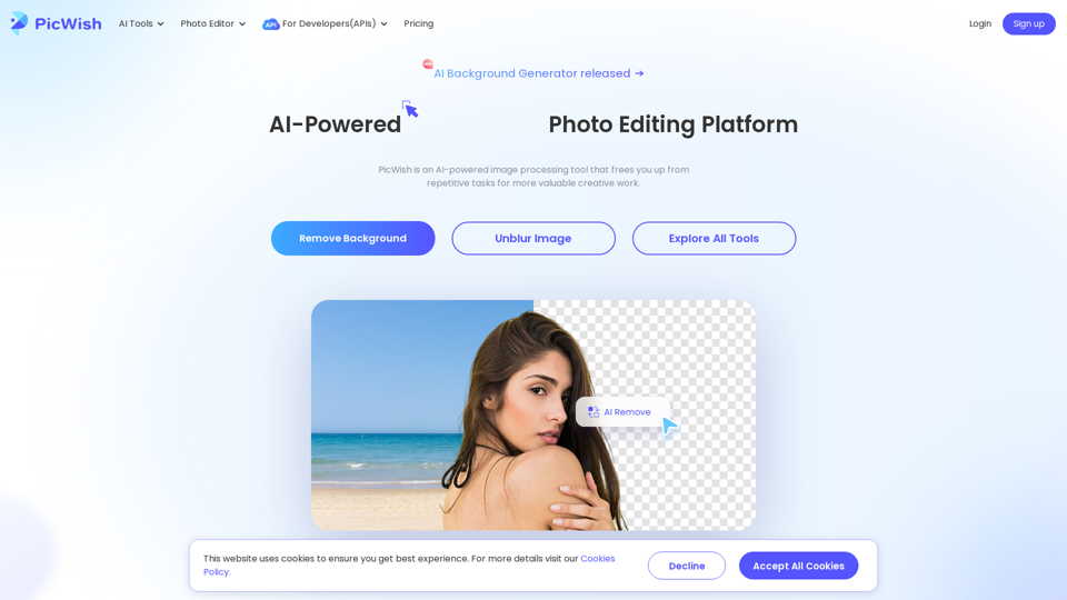 PicWish AI Photo Editor | Free Online Photo Editing Tools