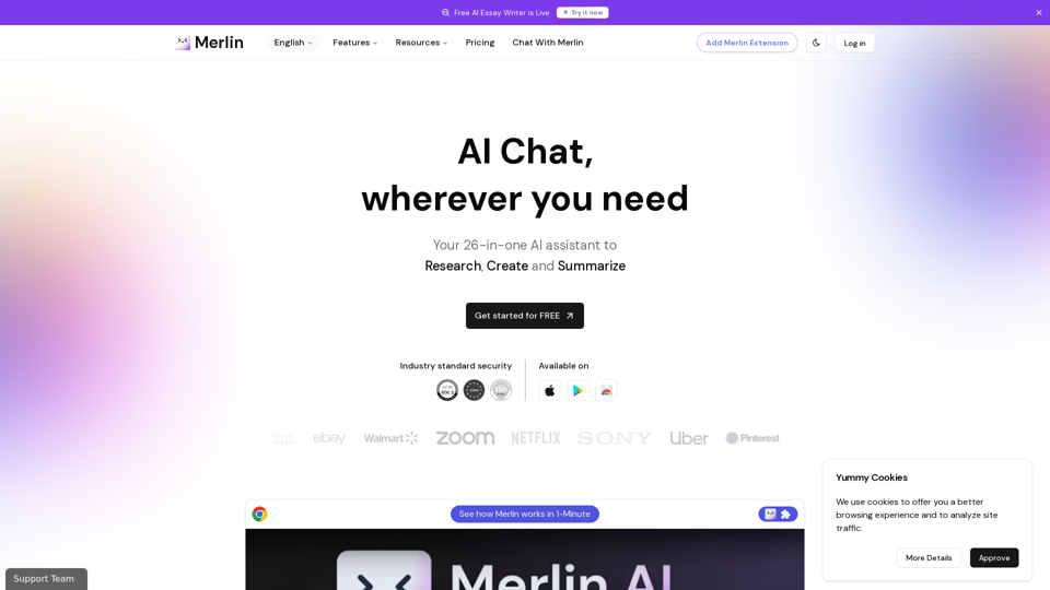 Merlin AI | 請AI進行研究、撰寫、摘要，一鍵即可