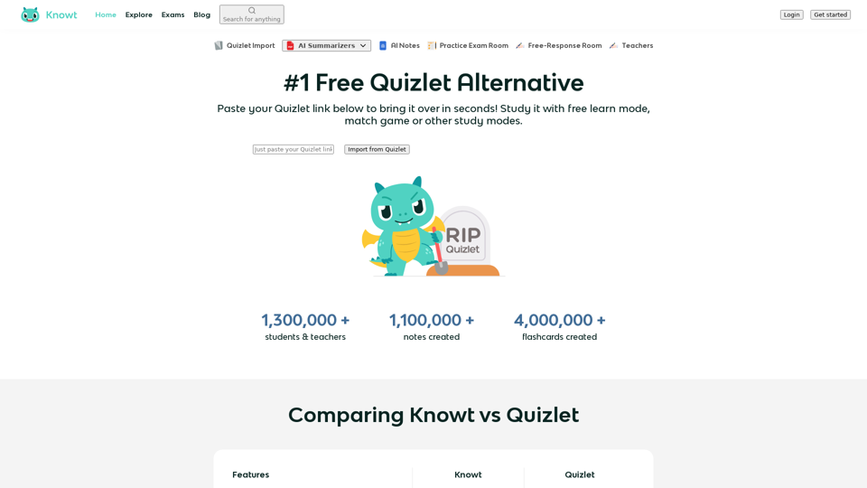 #1 Kostenlose Quizlet-Alternative | Knowt