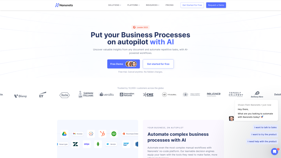 Intelligent Automation AI for Business Processes | Nanonets