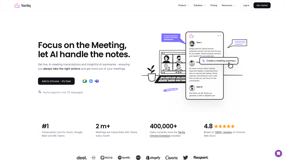 Tactiq.io - AI Meeting Transcripts for Google Meet, Zoom & Teams