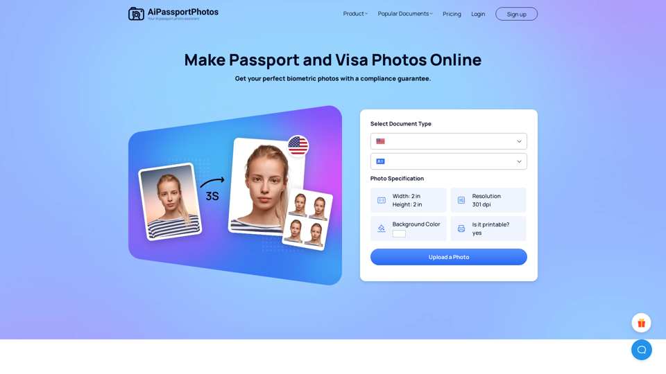 Crie uma foto de passaporte com IA online em 3 segundos.
