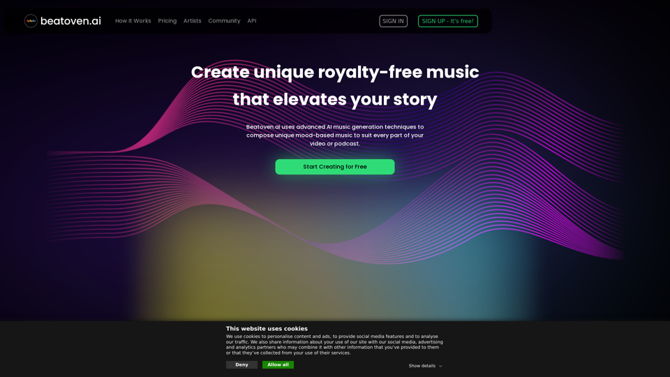 Beatoven.ai: Gerador de Música AI Livre de Royalties.