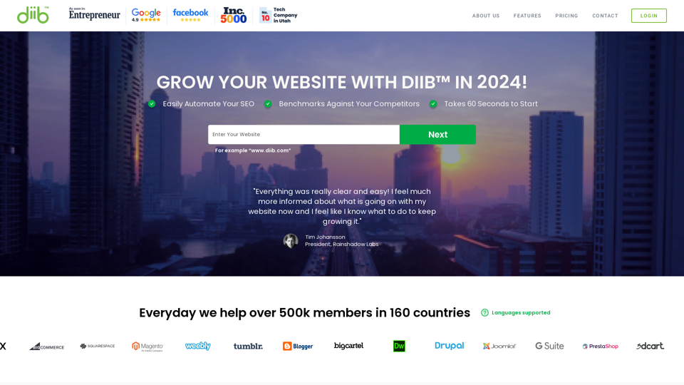 Diib: Ferramenta de SEO + Verificador de Tráfego e SEO | Comece grátis