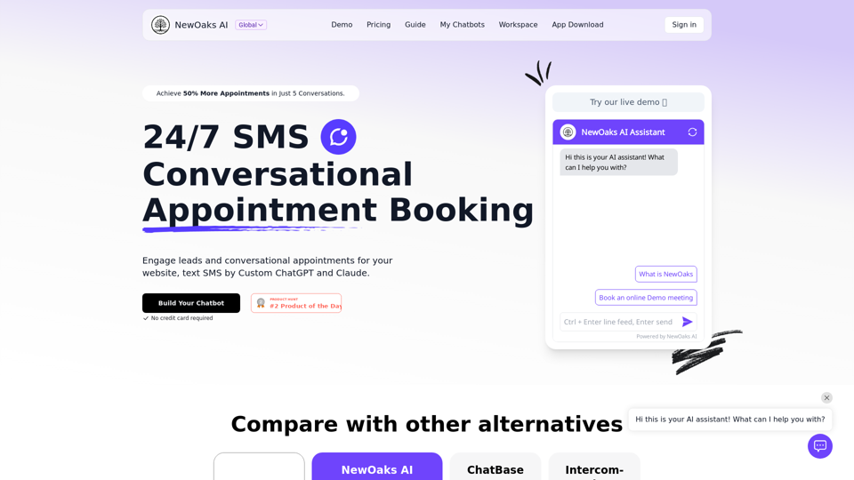 newoaks.ai | Convert Customer Inquiries to Appointments in 60 Seconds - 24/7 Efficient Booking Solutions