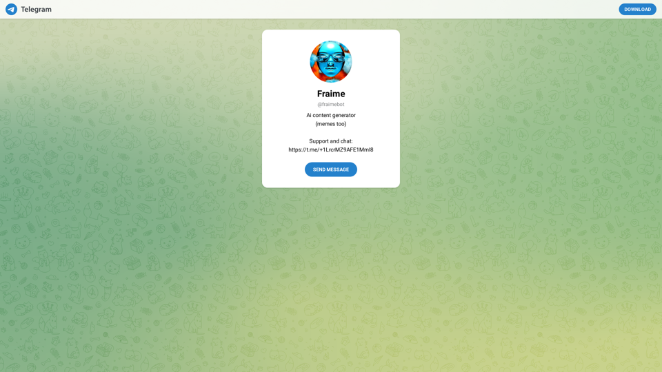 Telegram: Contact @fraimebot