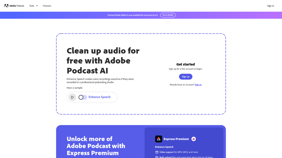Améliorez la parole : filtre IA gratuit pour nettoyer l'audio parlé par Adobe