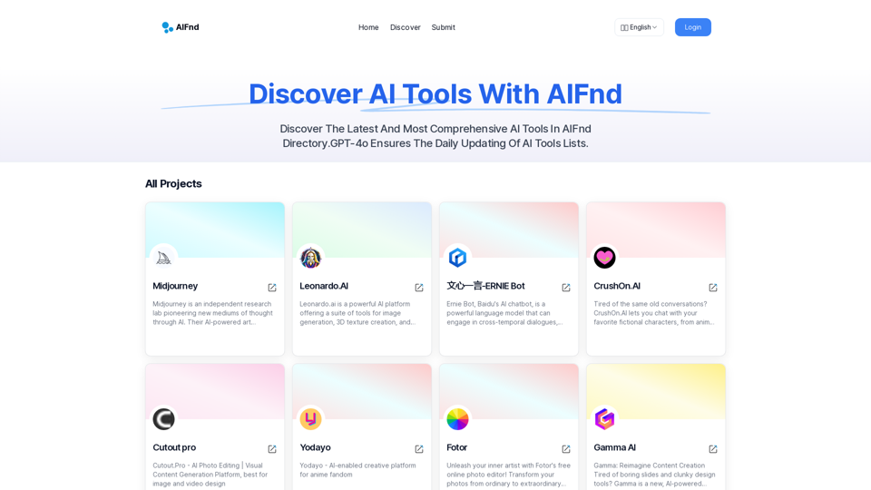 Découvrez les derniers outils d'IA sur AIFnd.net