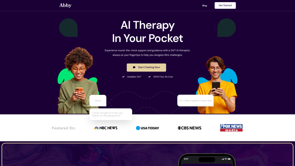 Terapeuta de IA no seu bolso - Gratuito e disponível 24 horas por dia, 7 dias por semana