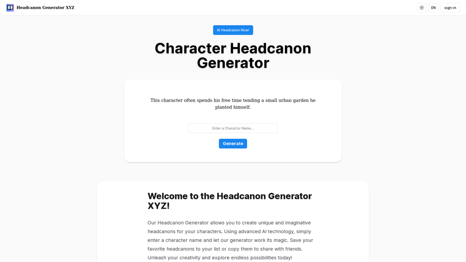Expand Your Character Lore with AI - Headcanon Generator