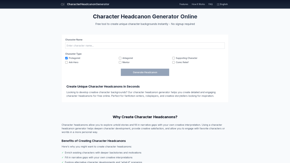 Character Headcanon Generator